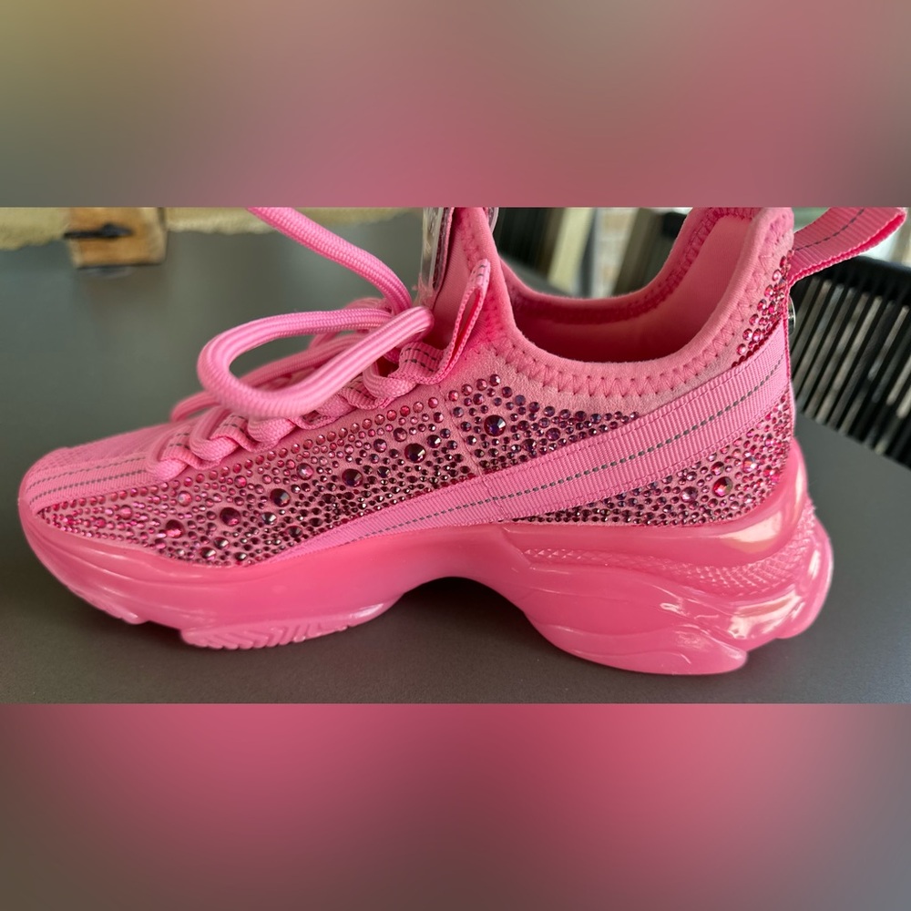 NWOT Steve Madden Maxima Cot Candy Hot Pink Rhinestone Sneakers - Size 7 - Picture 6 of 9